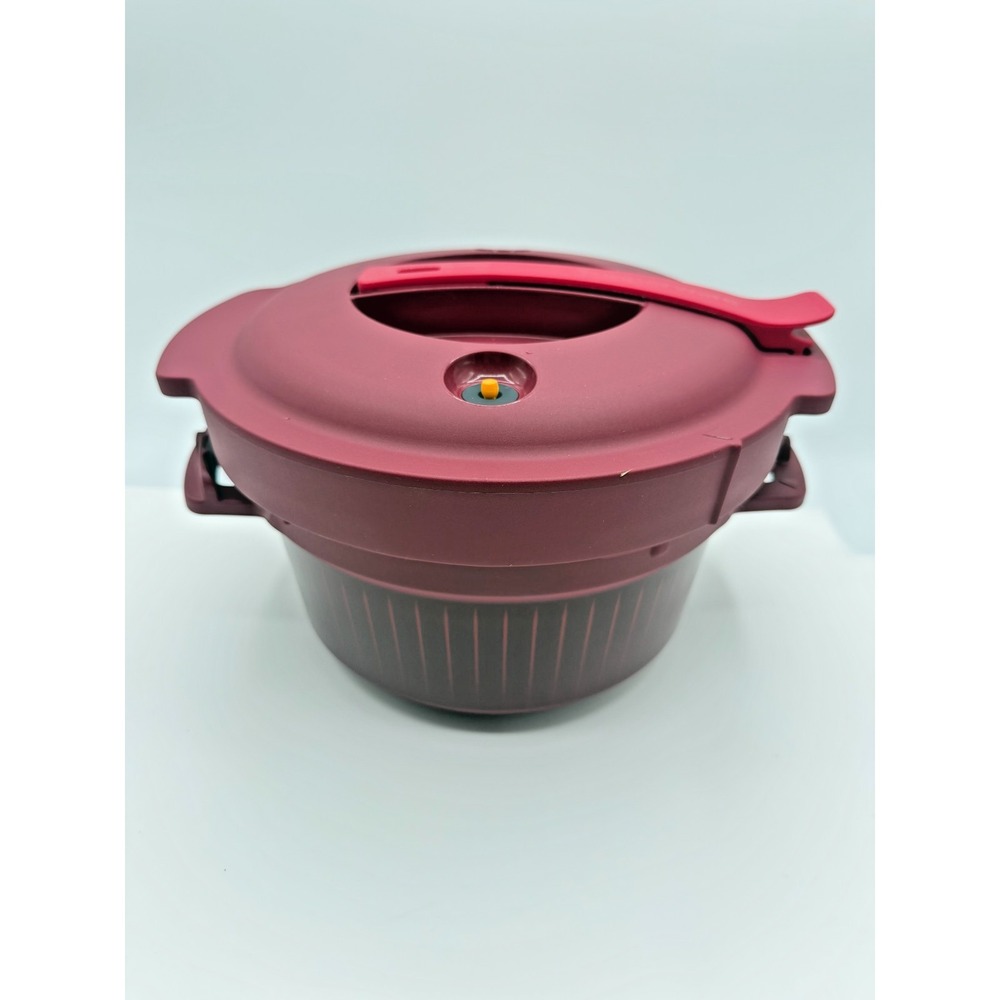NEW!  Tupperware Wine Red Microwave Pressure Cooker with Venting Seal